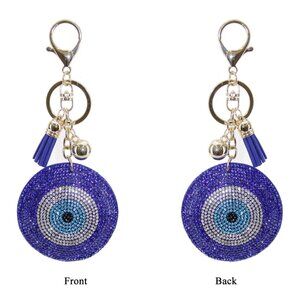 Evil Eye Double Sided Rhinestones Keychain Charm for Purse and Backpack